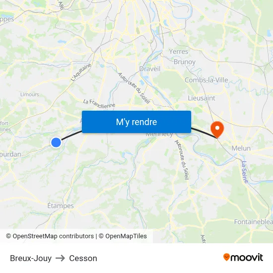 Breux-Jouy to Cesson map