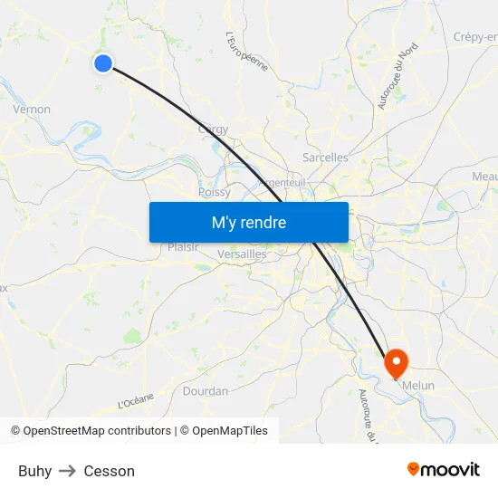 Buhy to Cesson map