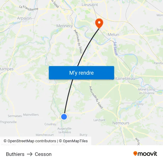 Buthiers to Cesson map