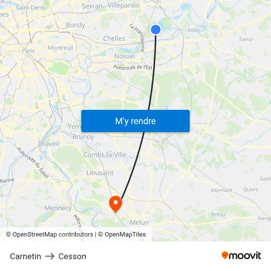Carnetin to Cesson map