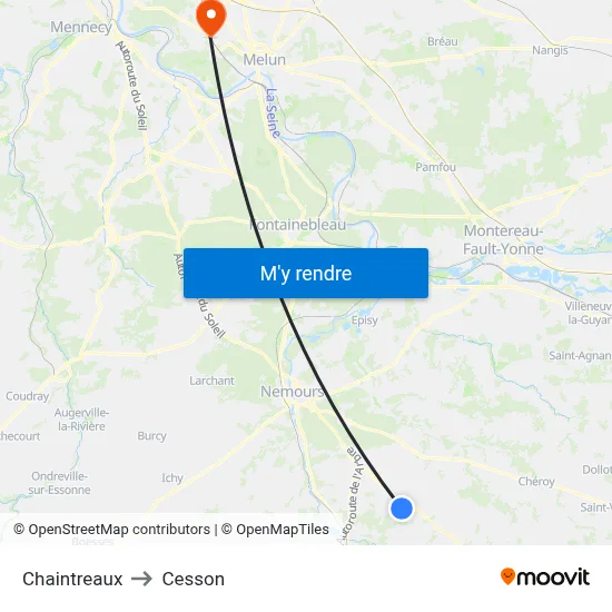 Chaintreaux to Cesson map