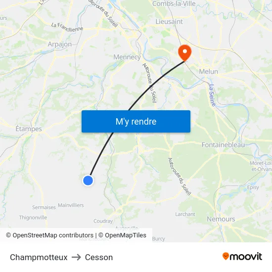 Champmotteux to Cesson map
