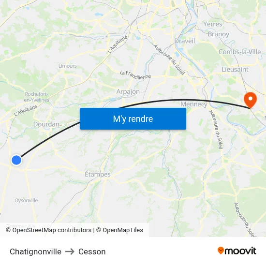 Chatignonville to Cesson map