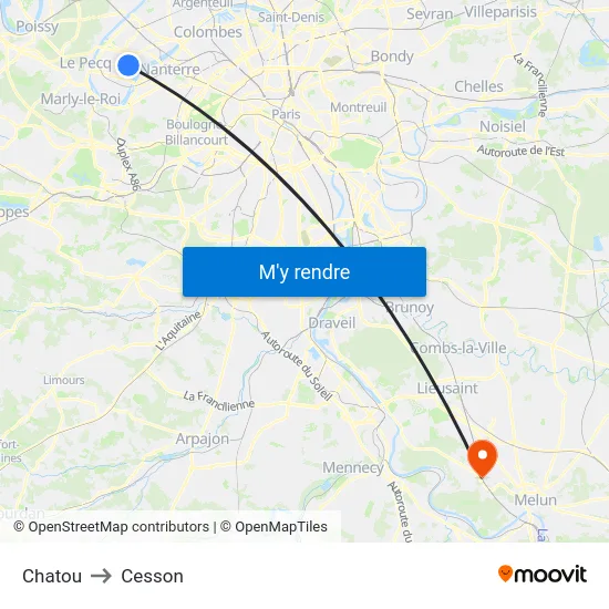 Chatou to Cesson map