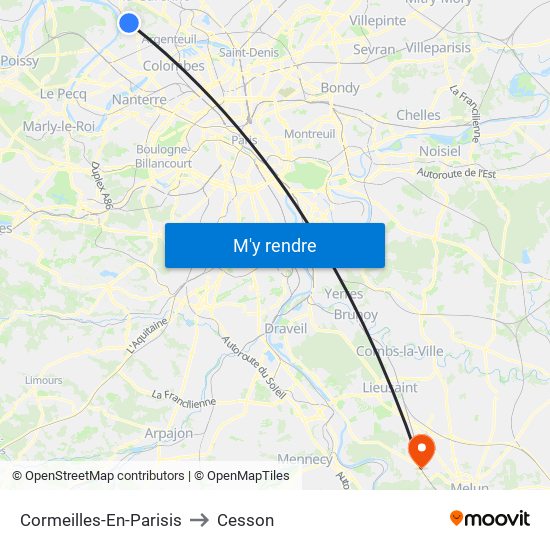 Cormeilles-En-Parisis to Cesson map