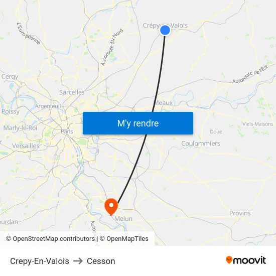 Crepy-En-Valois to Cesson map