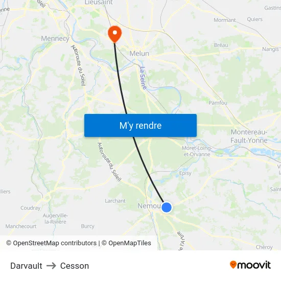Darvault to Cesson map