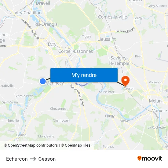 Echarcon to Cesson map