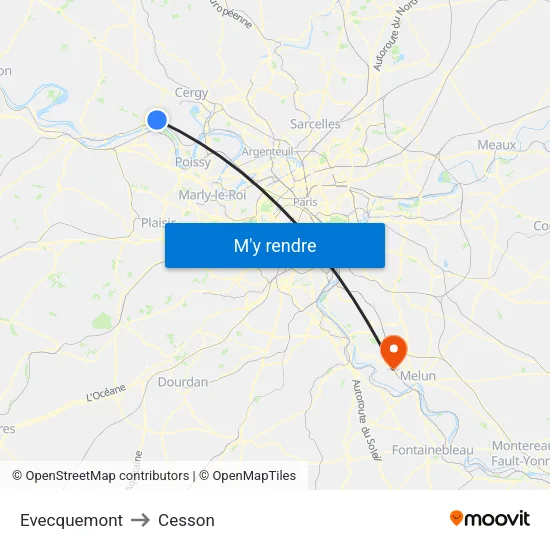 Evecquemont to Cesson map