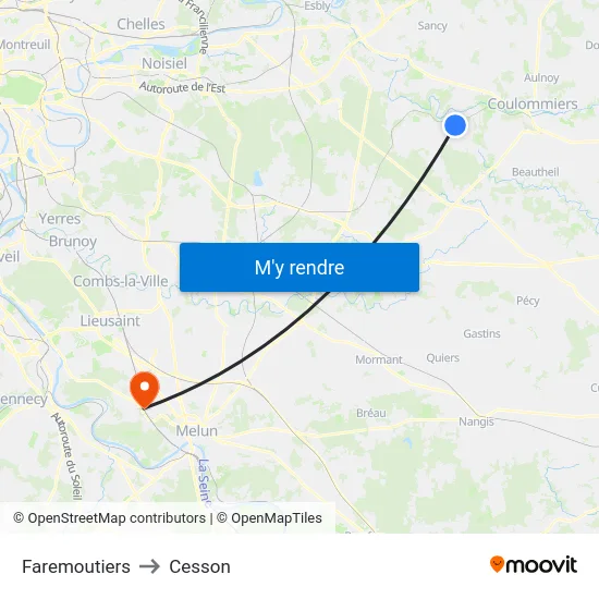 Faremoutiers to Cesson map