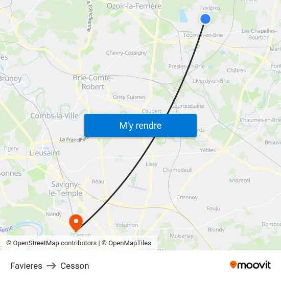 Favieres to Cesson map