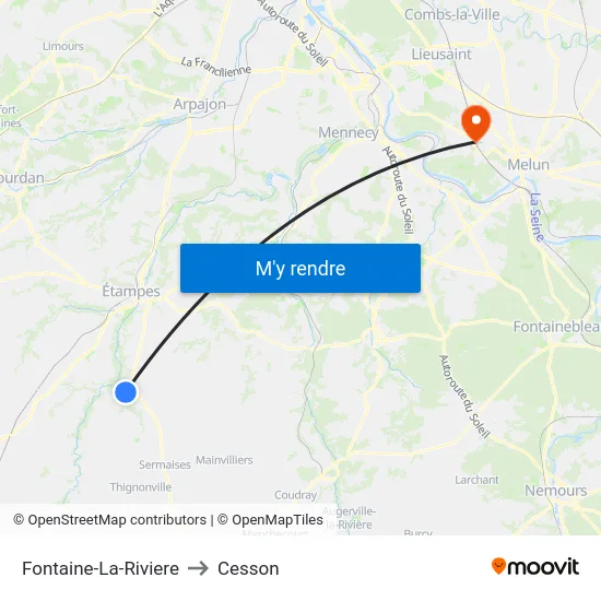 Fontaine-La-Riviere to Cesson map