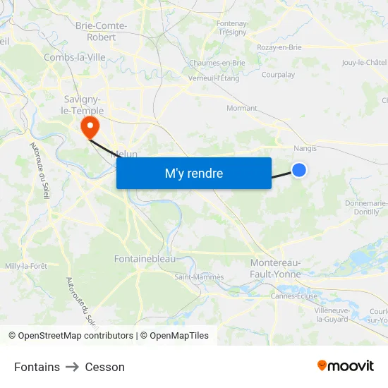 Fontains to Cesson map