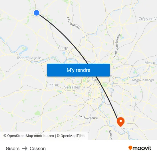 Gisors to Cesson map