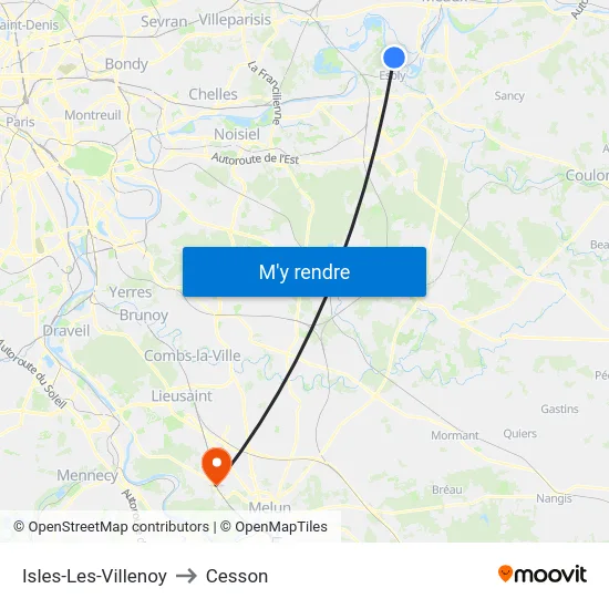 Isles-Les-Villenoy to Cesson map