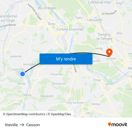 Itteville to Cesson map