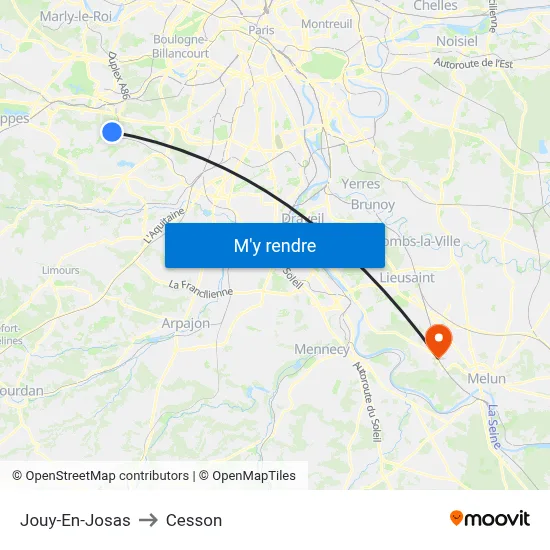 Jouy-En-Josas to Cesson map