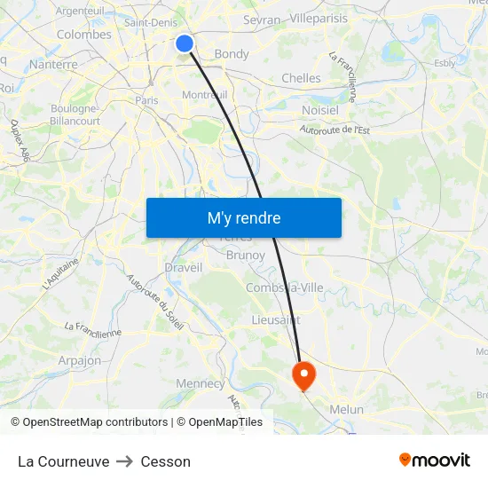 La Courneuve to Cesson map