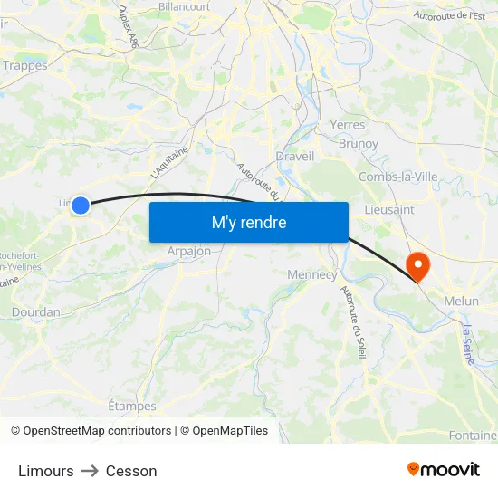 Limours to Cesson map