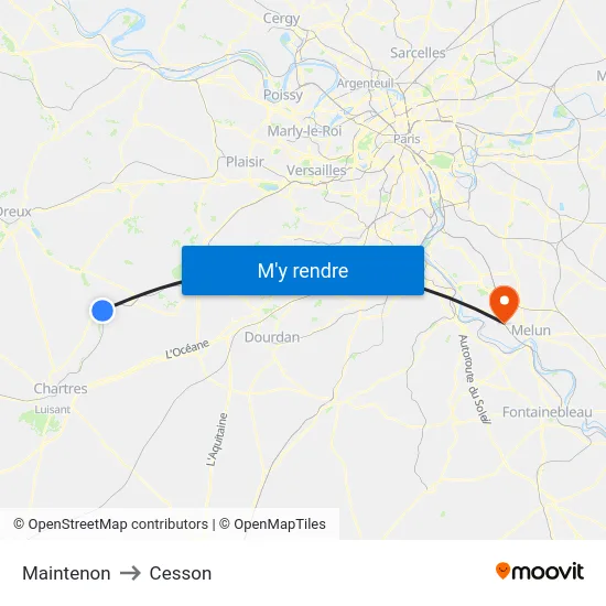 Maintenon to Cesson map