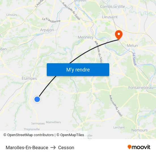 Marolles-En-Beauce to Cesson map