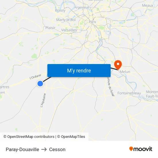 Paray-Douaville to Cesson map