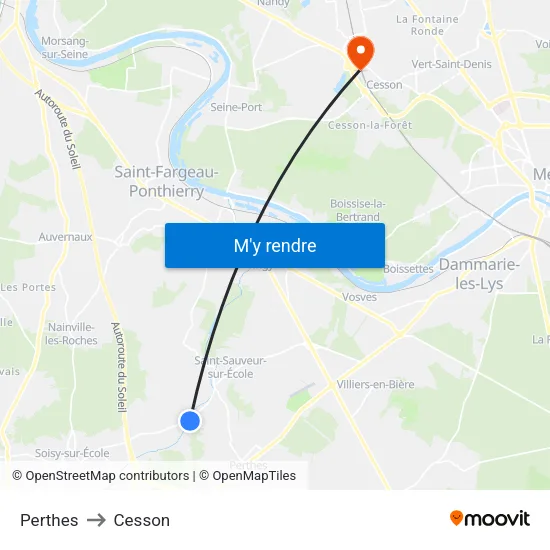 Perthes to Cesson map