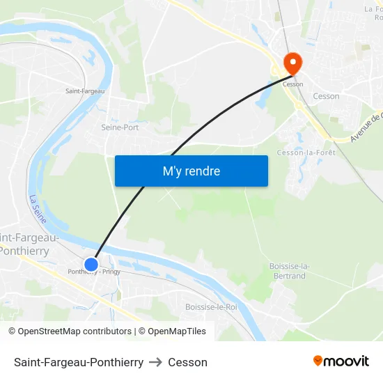 Saint-Fargeau-Ponthierry to Cesson map