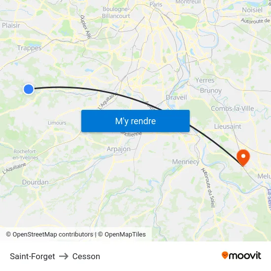 Saint-Forget to Cesson map