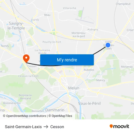 Saint-Germain-Laxis to Cesson map
