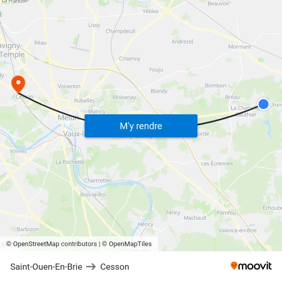 Saint-Ouen-En-Brie to Cesson map