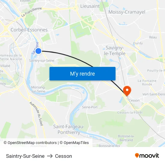 Saintry-Sur-Seine to Cesson map