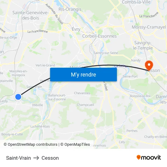 Saint-Vrain to Cesson map