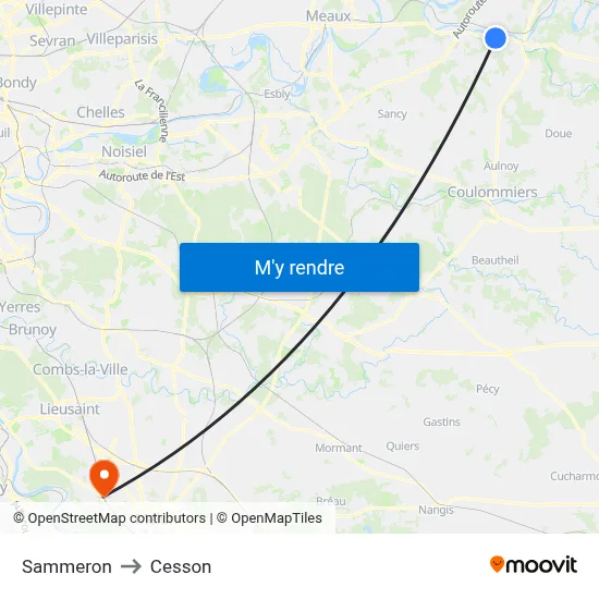 Sammeron to Cesson map