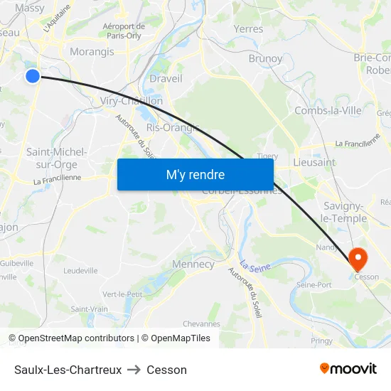 Saulx-Les-Chartreux to Cesson map