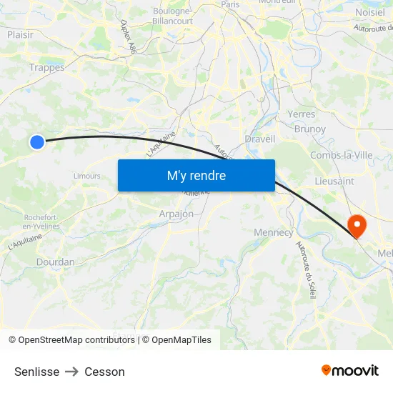 Senlisse to Cesson map