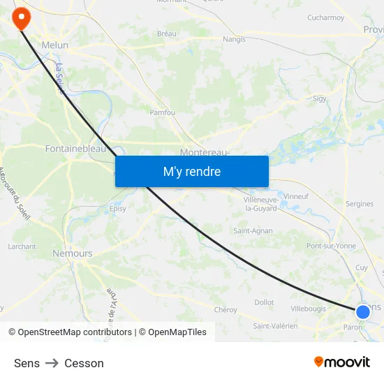 Sens to Cesson map