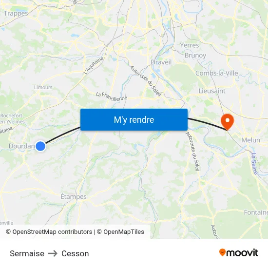 Sermaise to Cesson map