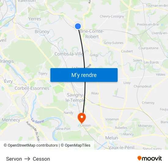 Servon to Cesson map