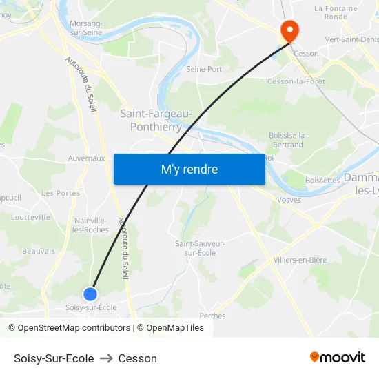 Soisy-Sur-Ecole to Cesson map