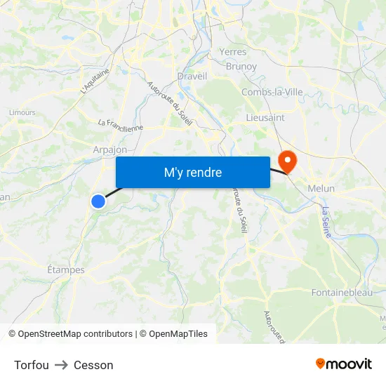 Torfou to Cesson map