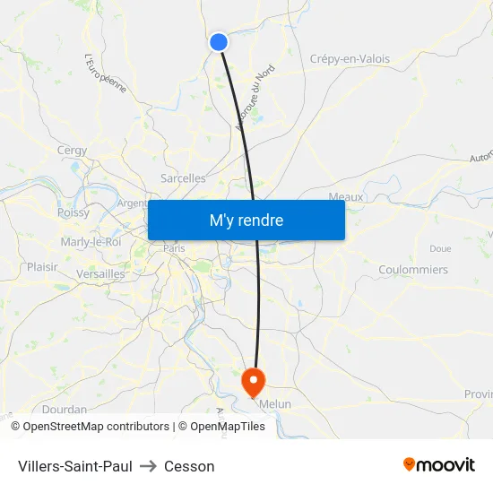 Villers-Saint-Paul to Cesson map