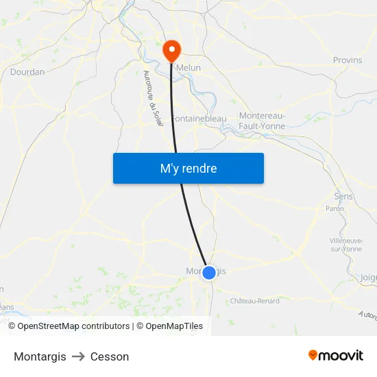Montargis to Cesson map