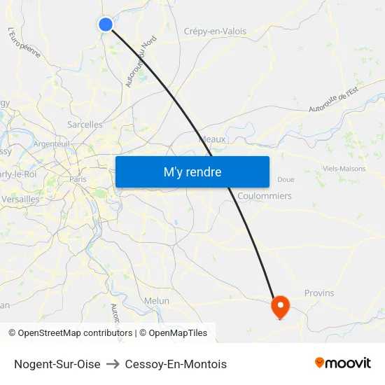 Nogent-Sur-Oise to Cessoy-En-Montois map