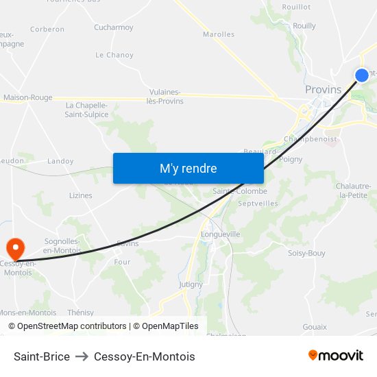 Saint-Brice to Cessoy-En-Montois map