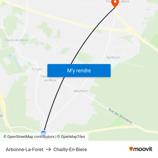 Arbonne-La-Foret to Chailly-En-Biere map