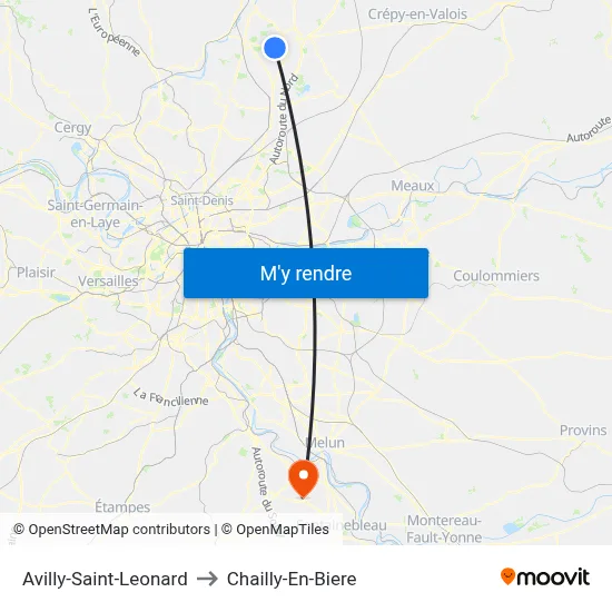 Avilly-Saint-Leonard to Chailly-En-Biere map