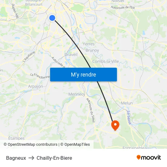 Bagneux to Chailly-En-Biere map
