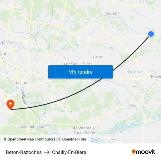 Beton-Bazoches to Chailly-En-Biere map