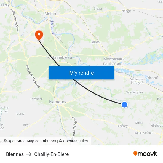 Blennes to Chailly-En-Biere map